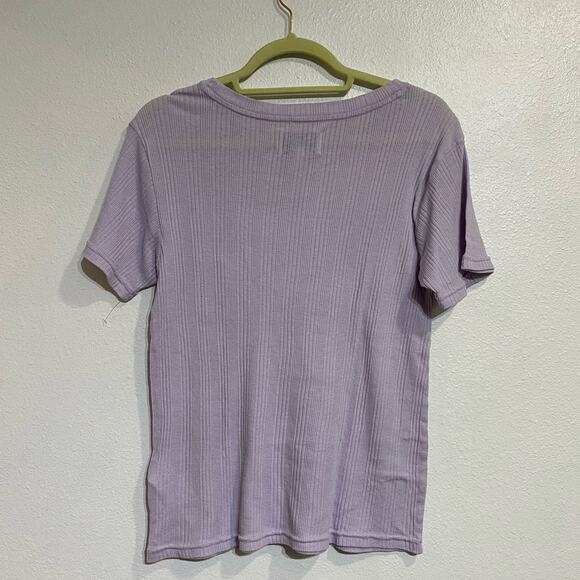 Current/Elliott Purple Ribbed Short Sleeve Tee Sz L NWOT - Picture 9 of 11